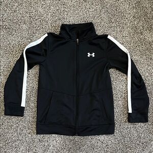Under Armour Kids Black and White Zip-Up Hoodie Sz Youth Medium - EUC